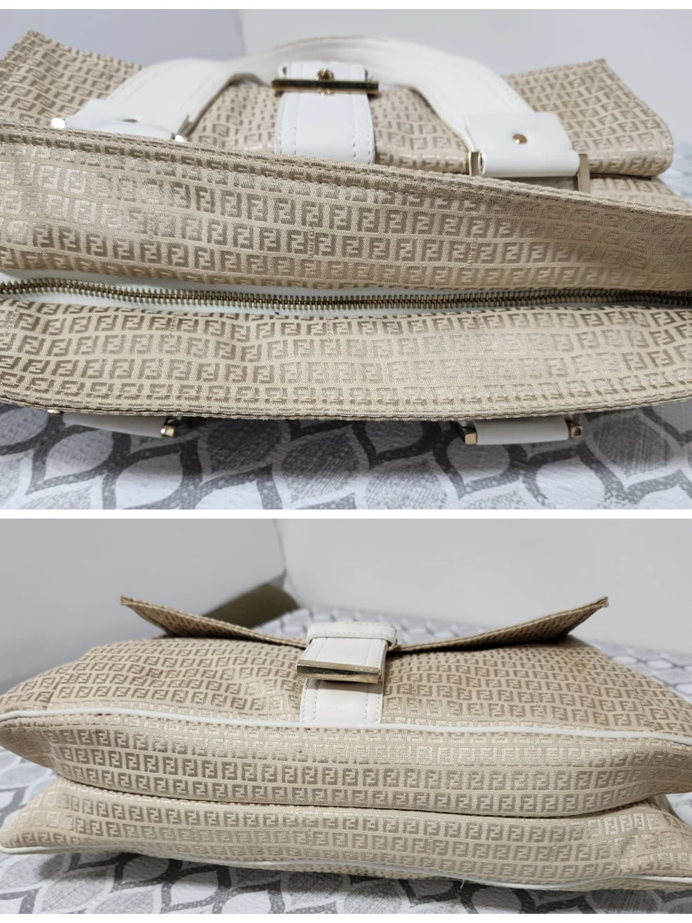 FENDI Vintage Zucca Canvas Shoulder Bag Beige/Cream